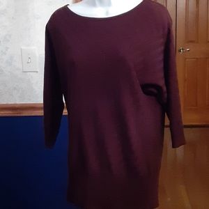 New York & Co. Burgundy sweater-3/4 sleeves